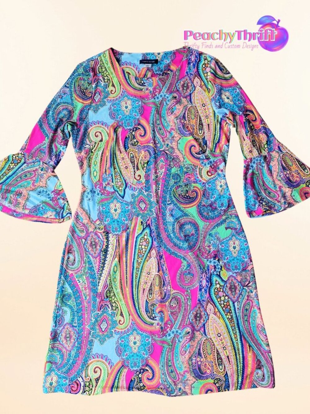 NWT Tommy Hilfiger Multicolor Paisley Long-Sleeve Shift Dress image 3